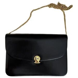 Vintage Dior Black Purse Wallet on Chain with Gold Chain